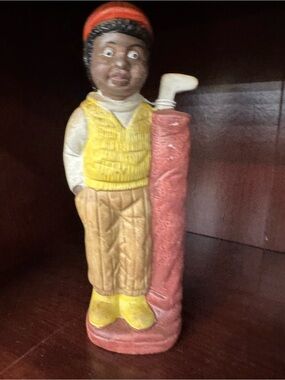 Vintage Black Americana Golfer Figurine Golf Club Bag Statue Folk Art Decor